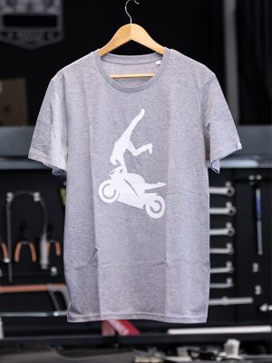 t-shirt high side gris chiné logo blanc